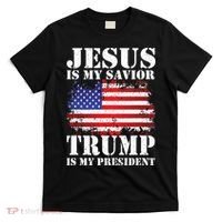 Funny American Jesus Is My Savior Trump Is My President T-Shirt thumb 0