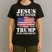 Funny American Jesus Is My Savior Trump Is My President T-Shirt thumb 4