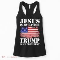 Funny American Jesus Is My Savior Trump Is My President Women's Tank Top thumb 0