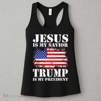 Funny American Jesus Is My Savior Trump Is My President Women's Tank Top thumb 3