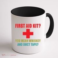 First Aid Kit Whiskey And Duct Tape Funny Dad Joke Gag Coffee Mug thumb 1