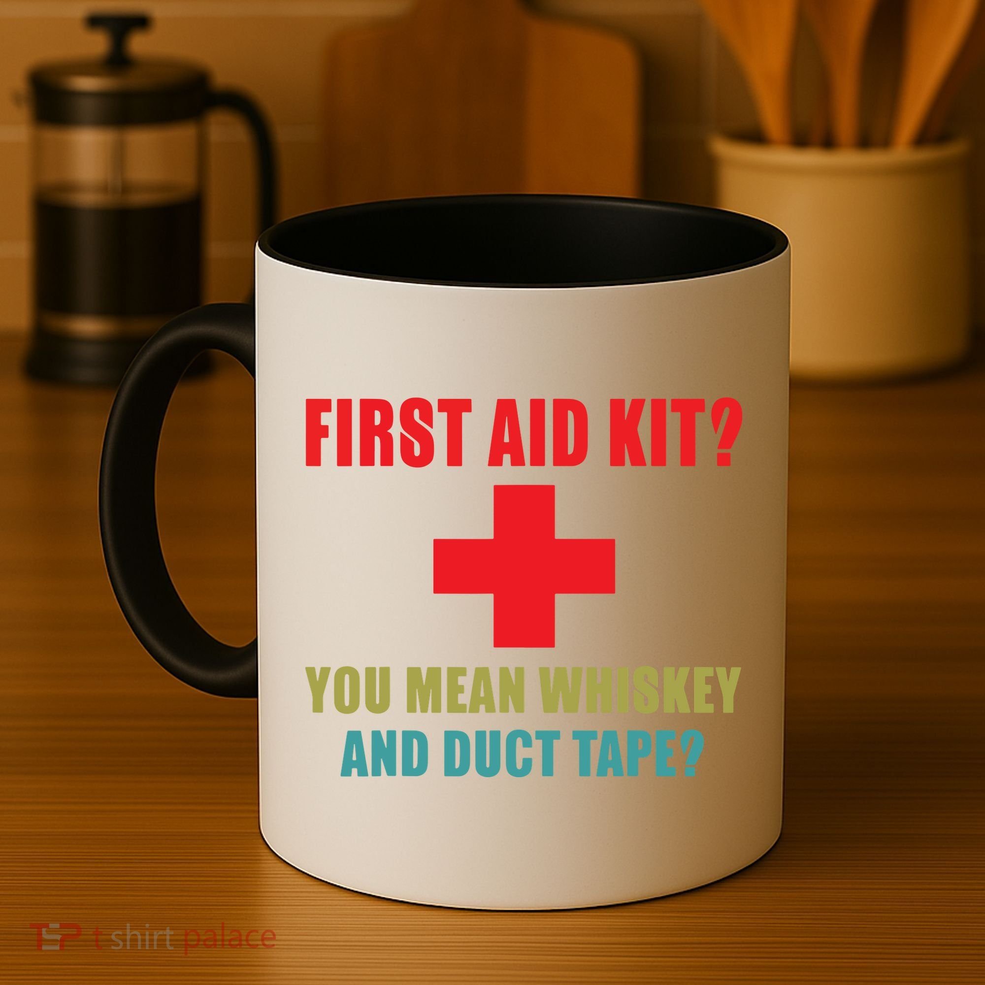 First Aid Kit Whiskey And Duct Tape Funny Dad Joke Gag Coffee Mug