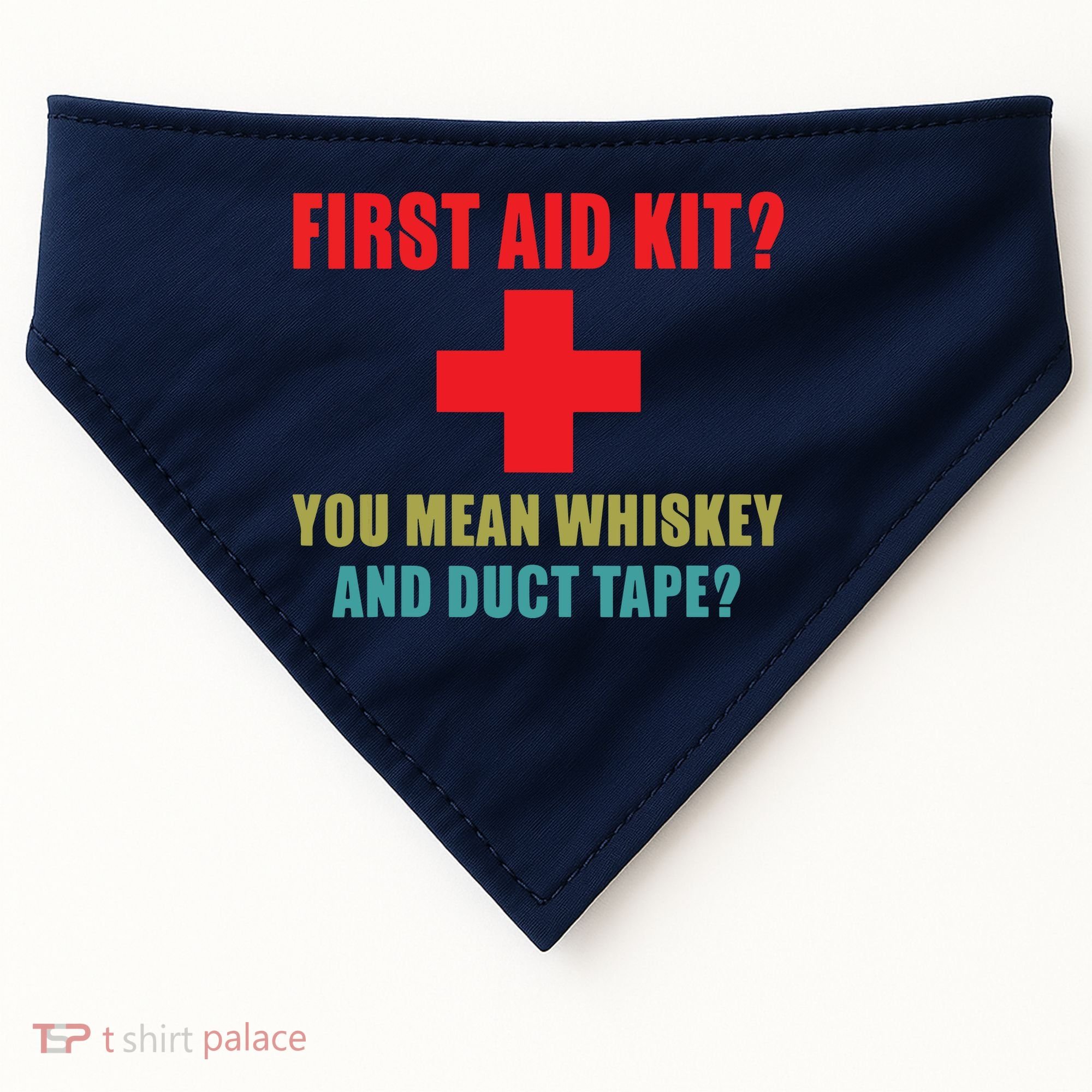 First Aid Kit Whiskey And Duct Tape Funny Dad Joke Gag USA-Made Doggie Bandana