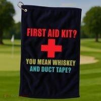 First Aid Kit Whiskey And Duct Tape Funny Dad Joke Gag Golf Towel thumb 1