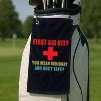 First Aid Kit Whiskey And Duct Tape Funny Dad Joke Gag Golf Towel thumb 2
