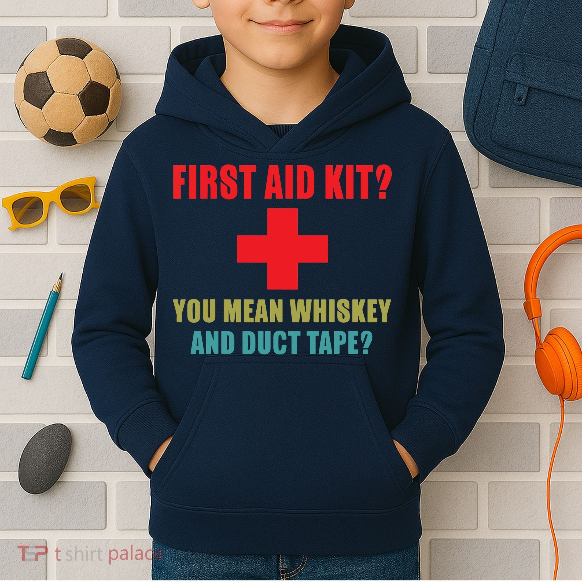 First Aid Kit Whiskey And Duct Tape Funny Dad Joke Gag Kids Hoodie