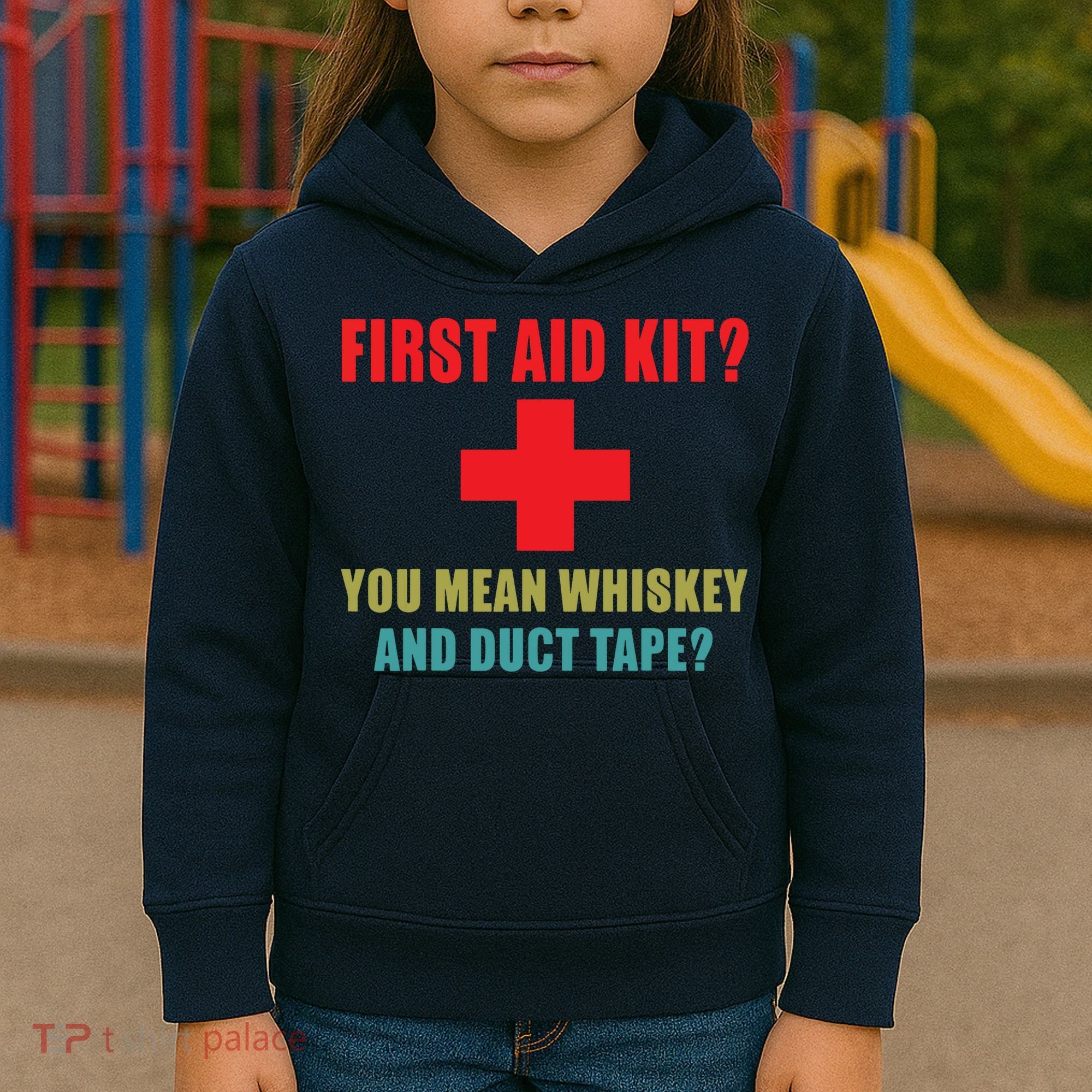 First Aid Kit Whiskey And Duct Tape Funny Dad Joke Gag Kids Hoodie