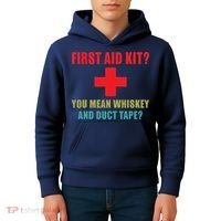 First Aid Kit Whiskey And Duct Tape Funny Dad Joke Gag Kids Hoodie thumb 4