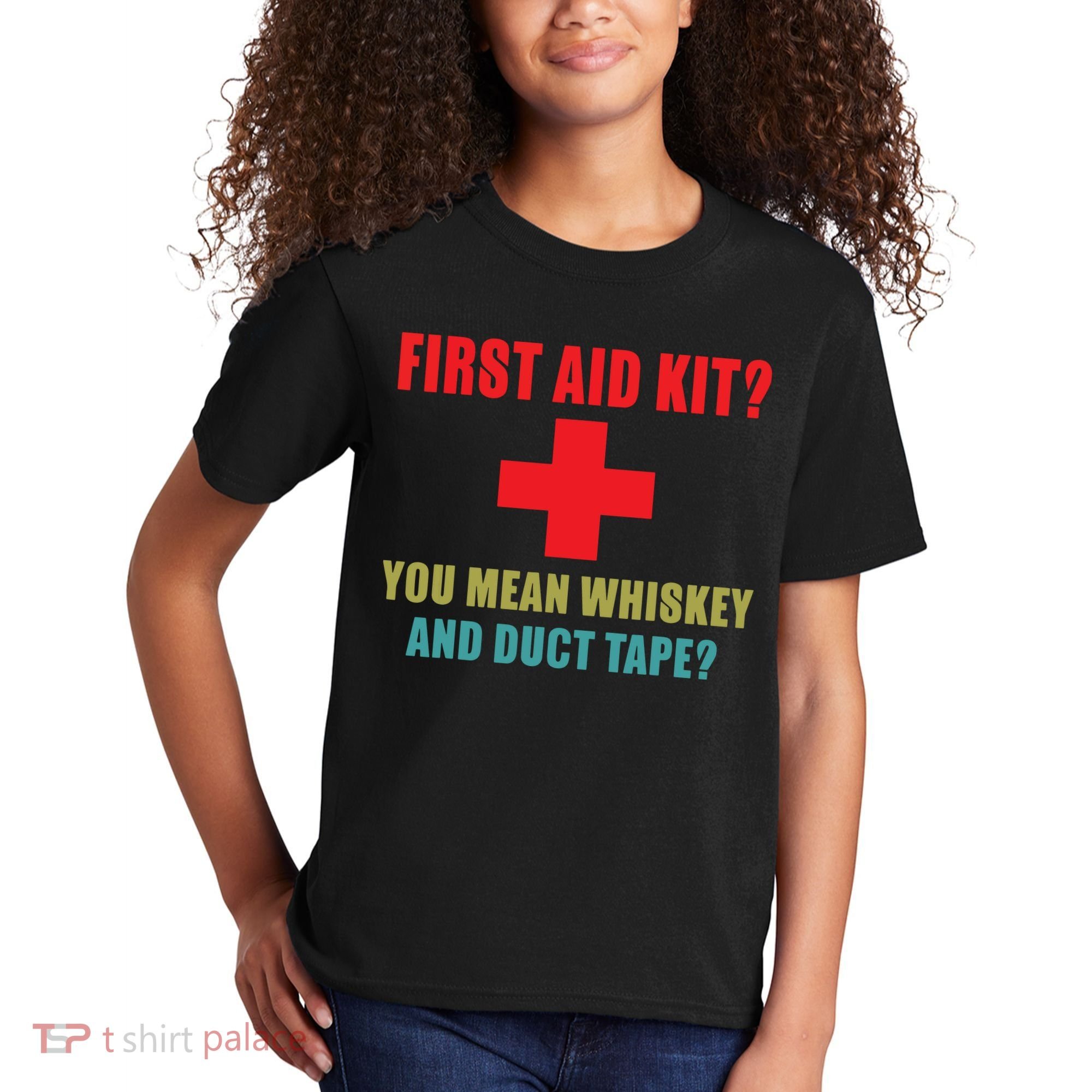 First Aid Kit Whiskey And Duct Tape Funny Dad Joke Gag Kids T-Shirt