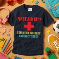 First Aid Kit Whiskey And Duct Tape Funny Dad Joke Gag Kids T-Shirt thumb 3