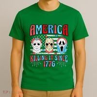 Funny America Killing It Since 1776 Horror 4th Of July Usa T-Shirt thumb 3