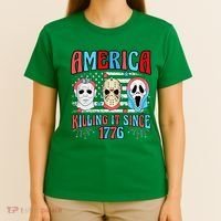 Funny America Killing It Since 1776 Horror 4th Of July Usa T-Shirt thumb 4