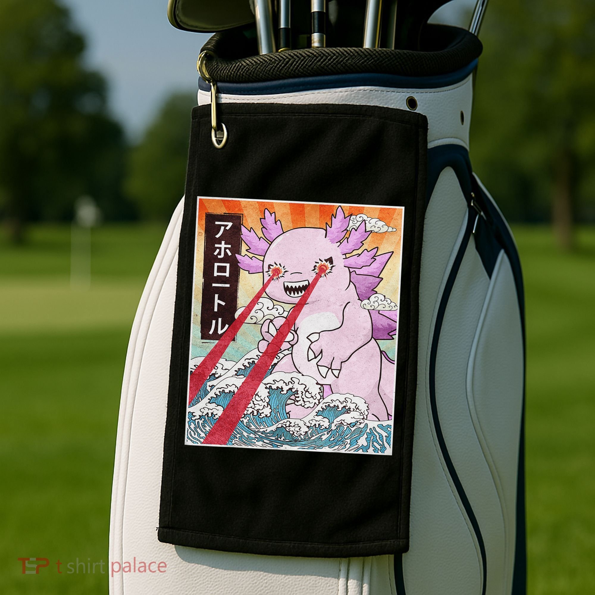 Funny Animal Kaiju Axolotl Japanese Monster  Golf Towel