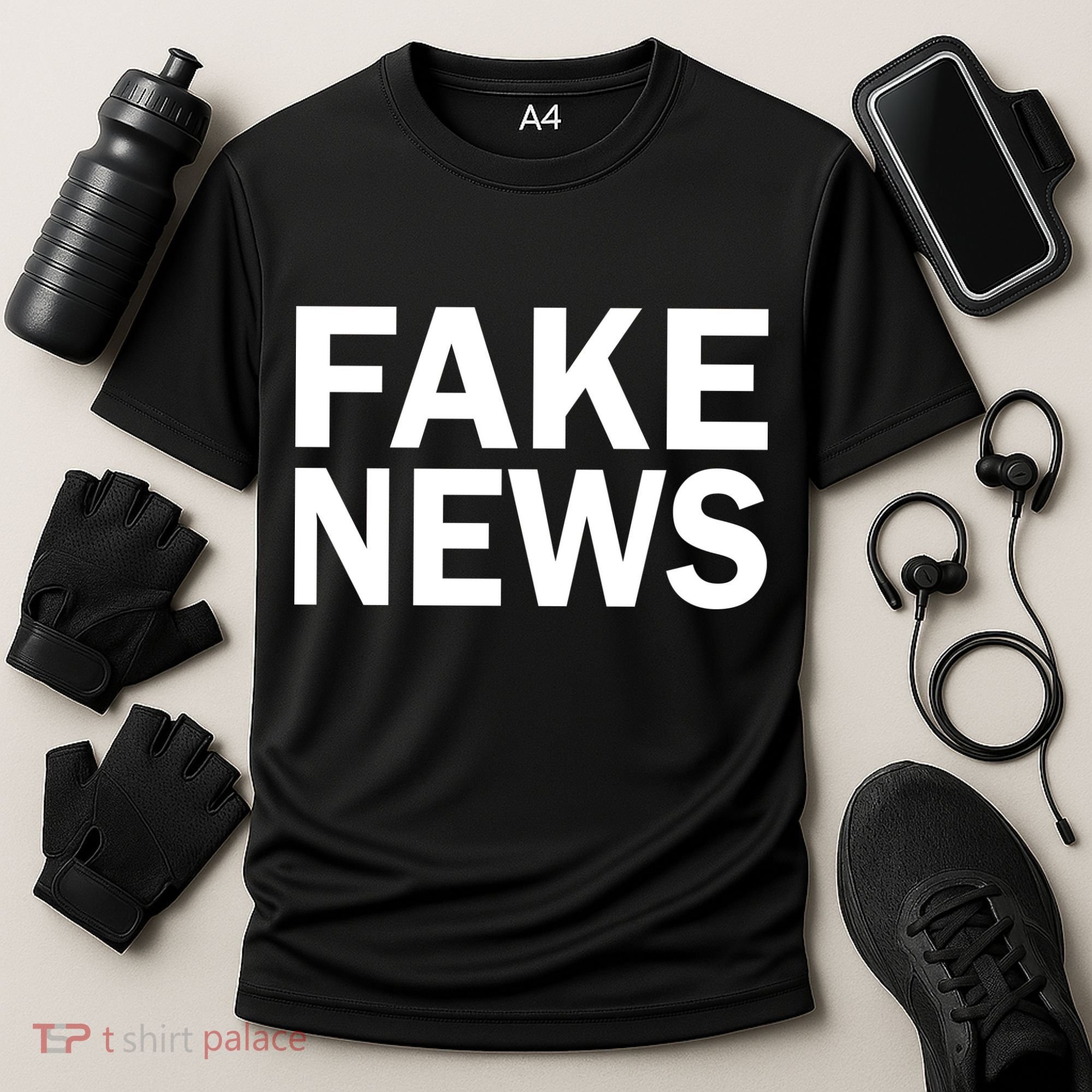 Fake News Bold Text Cooling Performance Crew T-Shirt