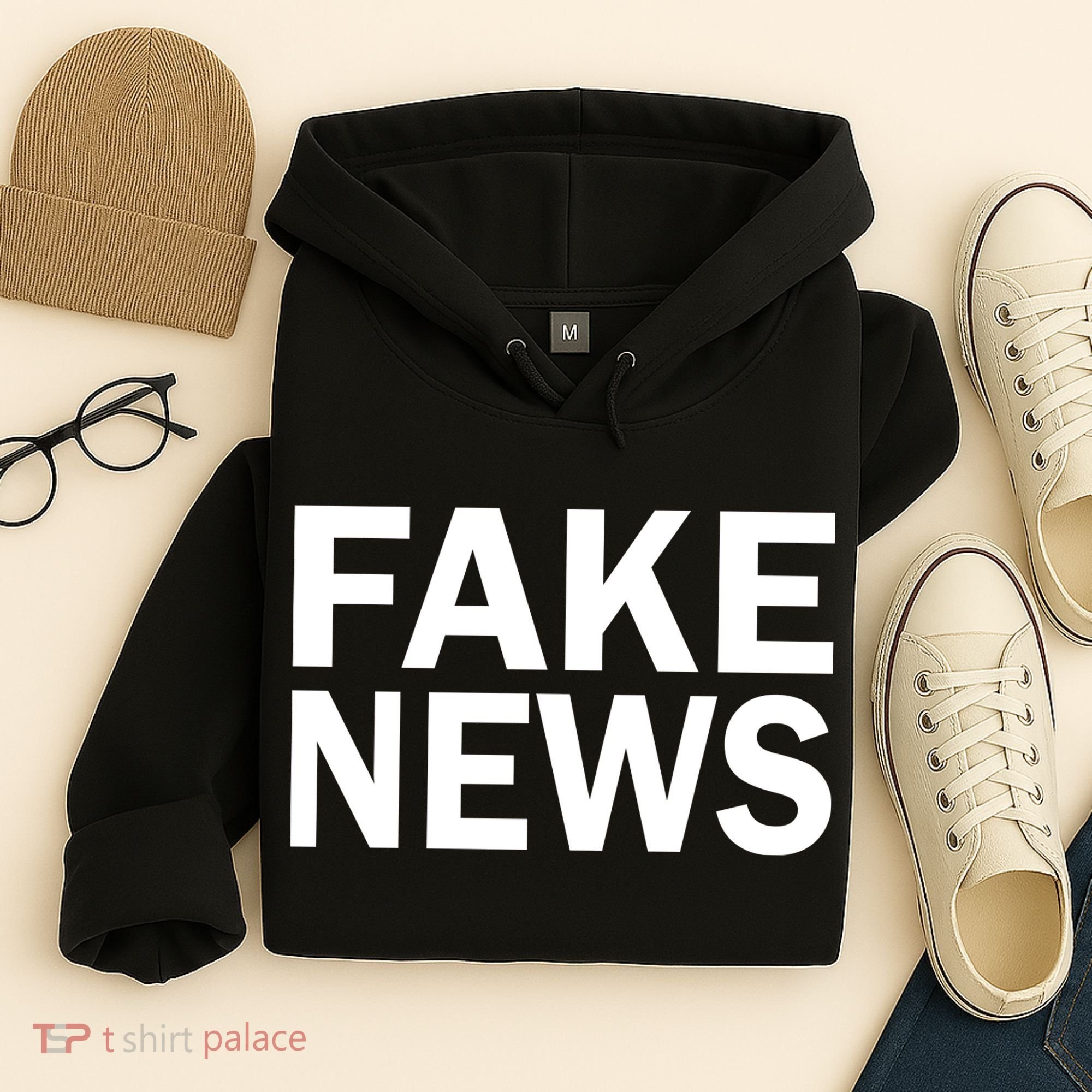 Fake News Bold Text Hoodie