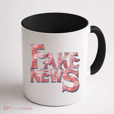 Fake News Distressed Text Coffee Mug back