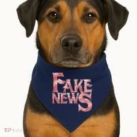 Fake News Distressed Text USA-Made Doggie Bandana thumb 1
