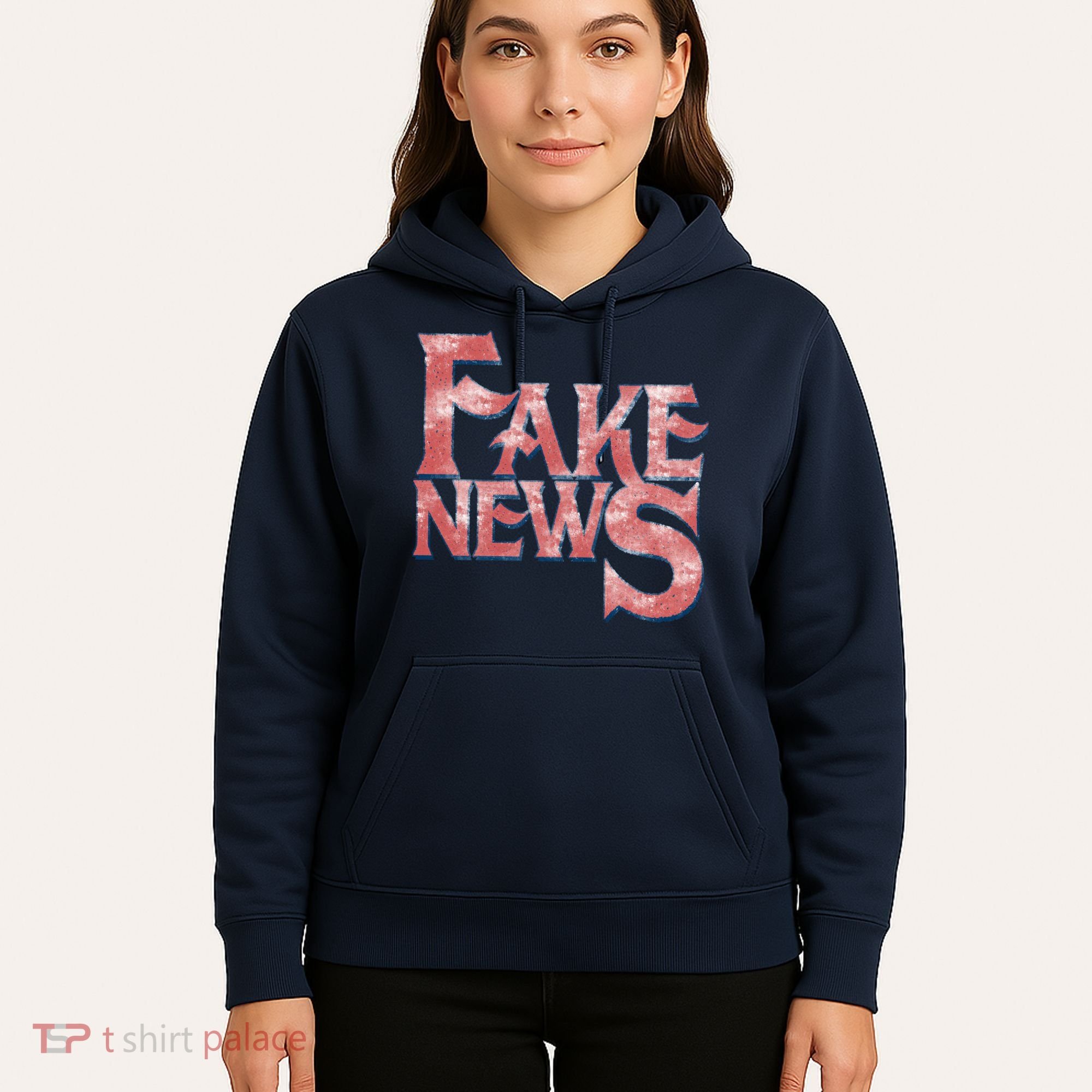 Fake News Distressed Text Hoodie