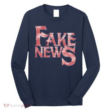 Fake News Distressed Text Long Sleeve Shirt
