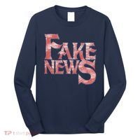Fake News Distressed Text Long Sleeve Shirt thumb 0