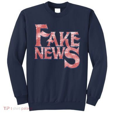 Fake News Distressed Text Sweatshirt