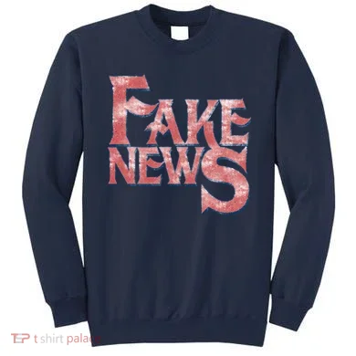 Fake News Distressed Text Sweatshirt
