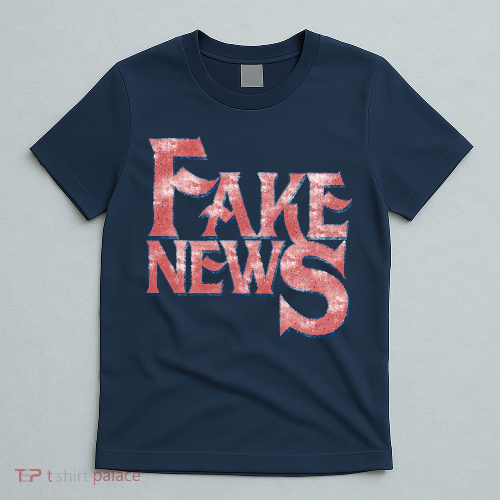 Fake News Distressed Text T-Shirt