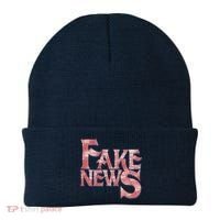 Fake News Distressed Text Beanie thumb 0