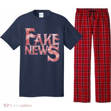 Fake News Distressed Text Pajama Set