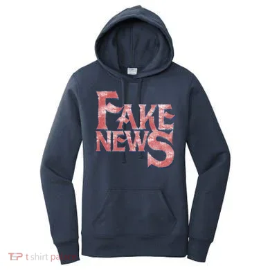 Fake News Distressed Text Women's Hoodie