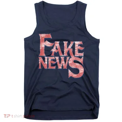 Fake News Distressed Text Tank Top