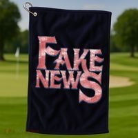 Fake News Distressed Text Golf Towel thumb 1
