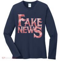 Fake News Distressed Text Women's Long Sleeve Shirt thumb 0
