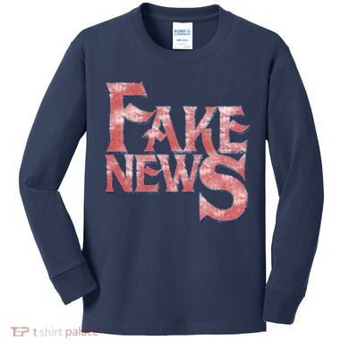 Fake News Distressed Text Kids Long Sleeve Shirt