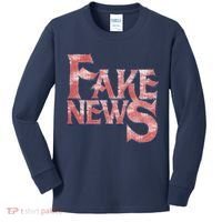 Fake News Distressed Text Kids Long Sleeve Shirt thumb 0