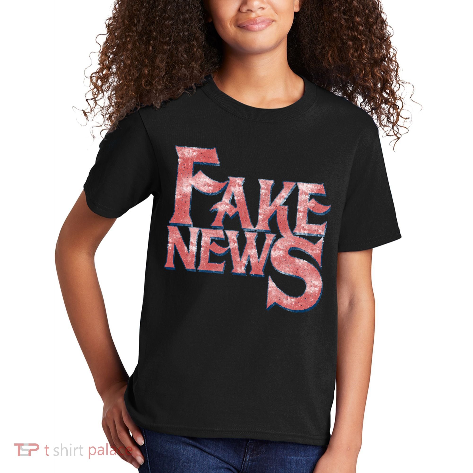 Fake News Distressed Text Kids T-Shirt