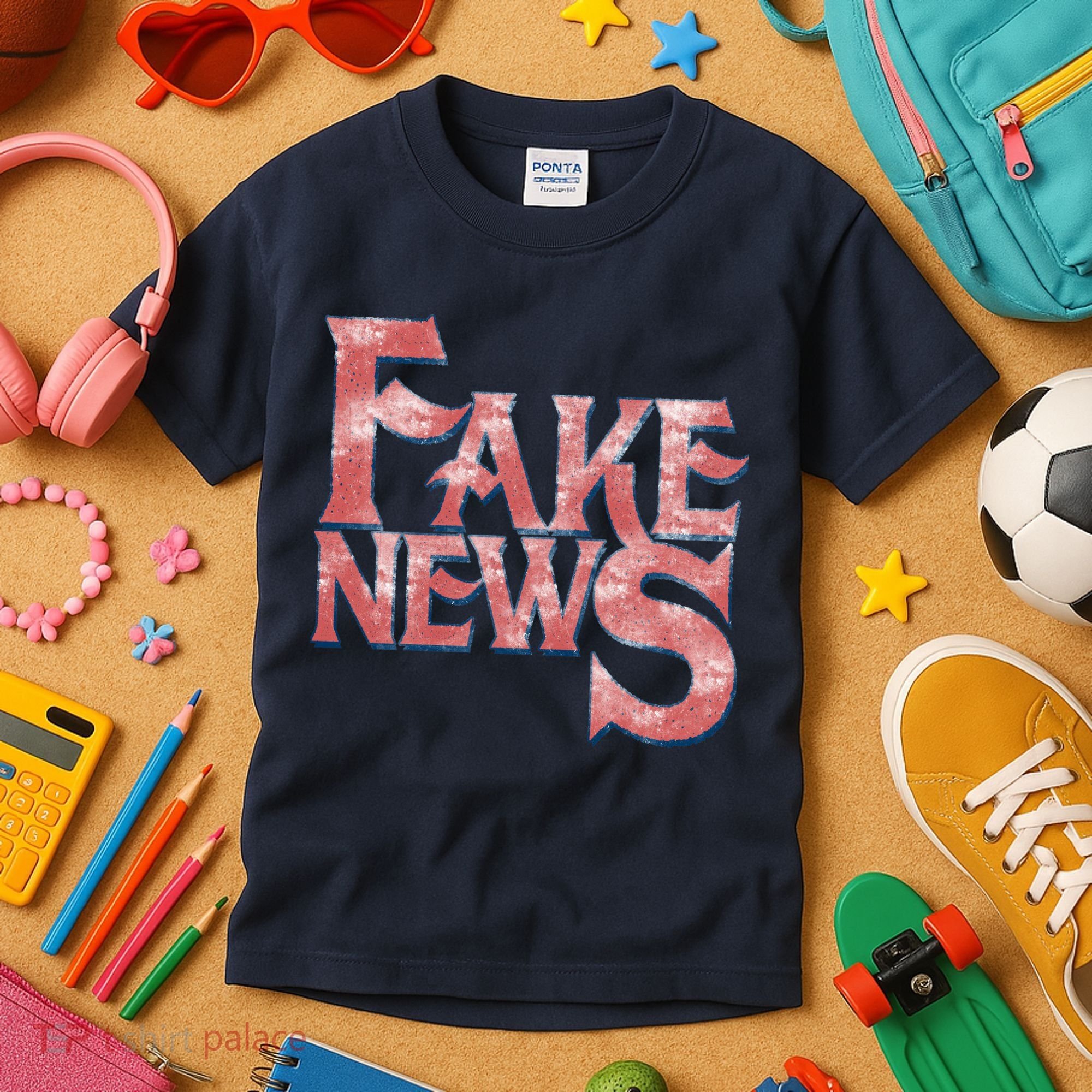Fake News Distressed Text Kids T-Shirt
