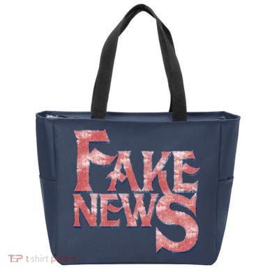 Fake News Distressed Text Tote Bag