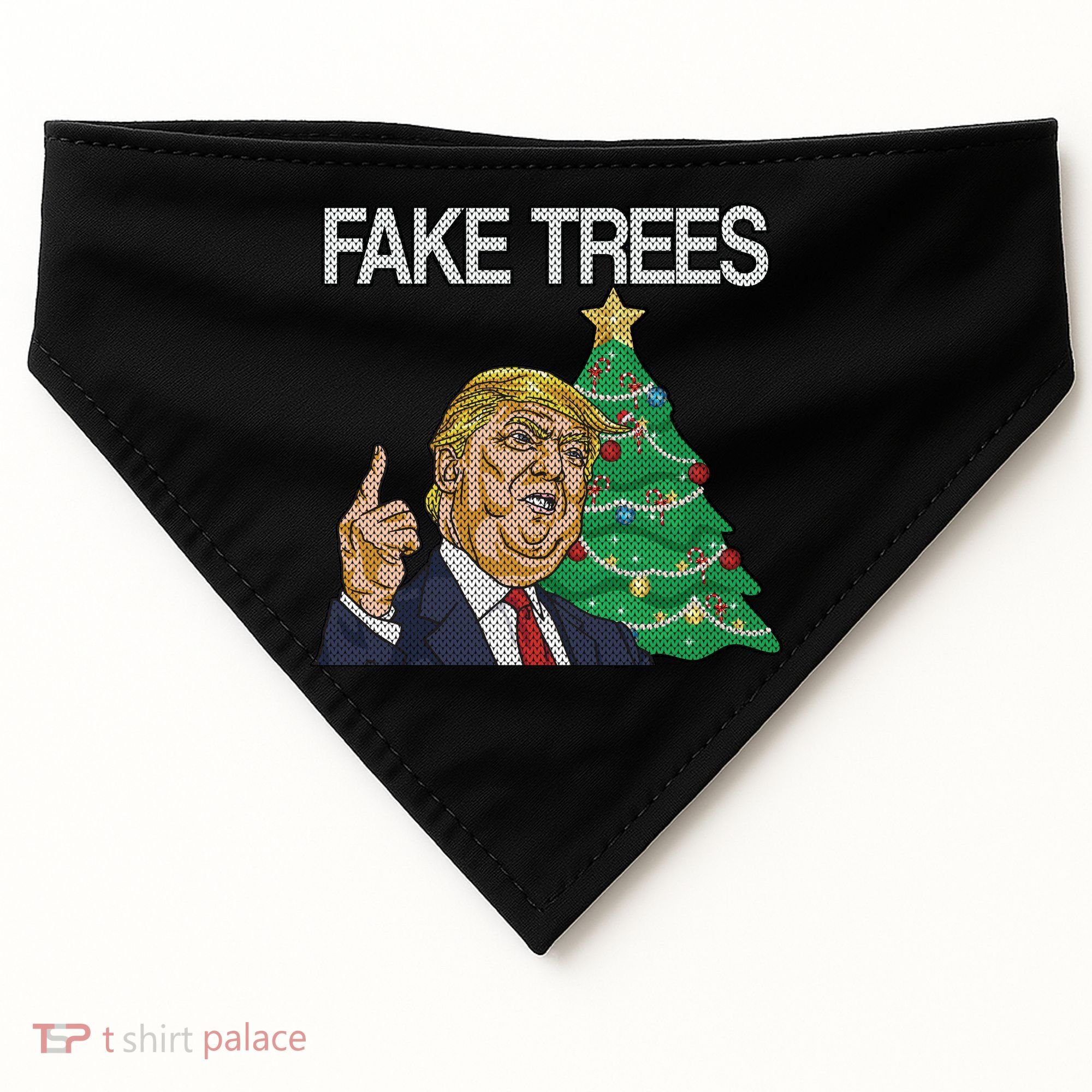 Fake Trees News Ugly Christmas USA-Made Doggie Bandana