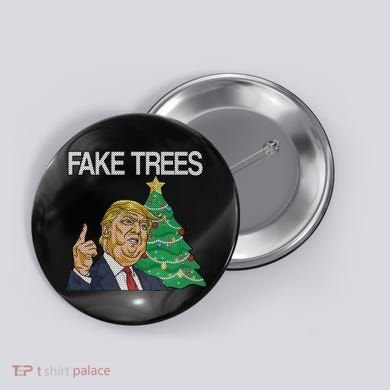 Fake Trees News Ugly Christmas Button