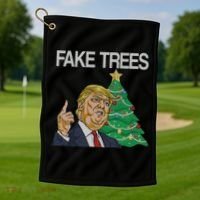 Fake Trees News Ugly Christmas Golf Towel thumb 1