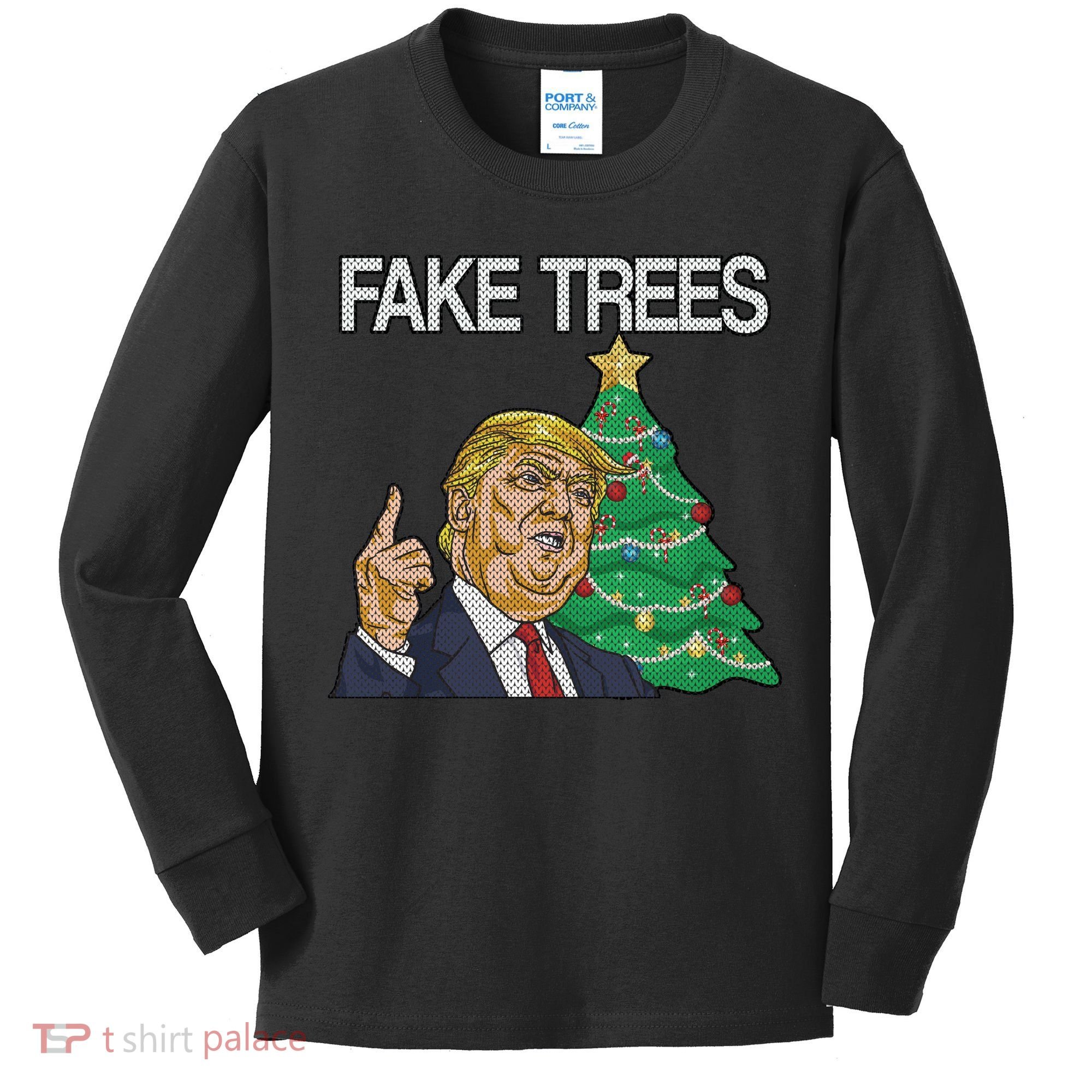 Fake Trees News Ugly Christmas Kids Long Sleeve Shirt