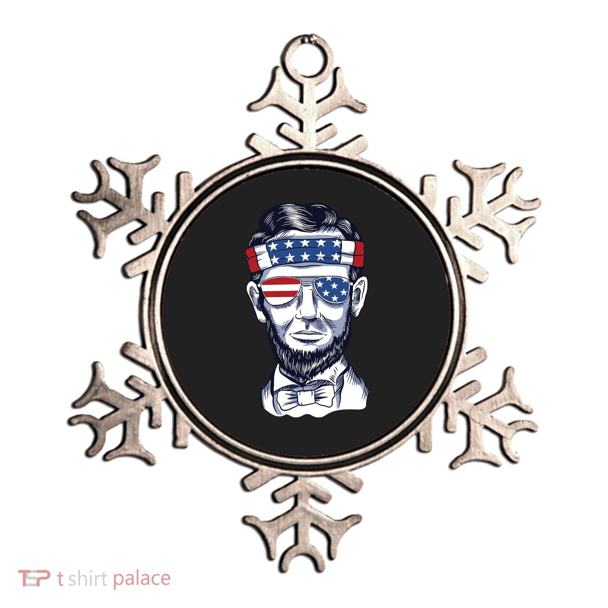 Funny Abraham Lincoln Wearing Glasses And Bandana Ornament