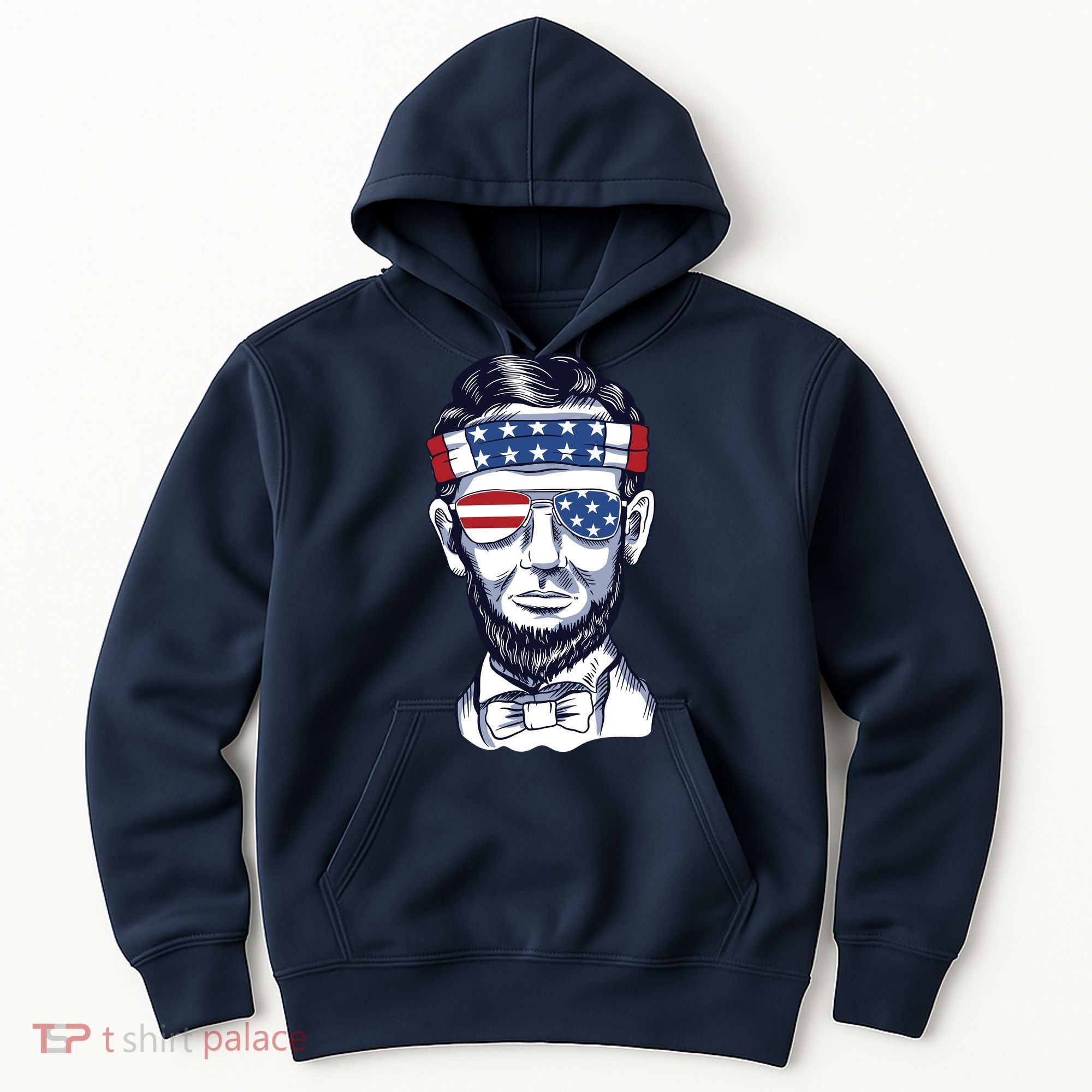 Funny Abraham Lincoln Wearing Glasses And Bandana Hoodie
