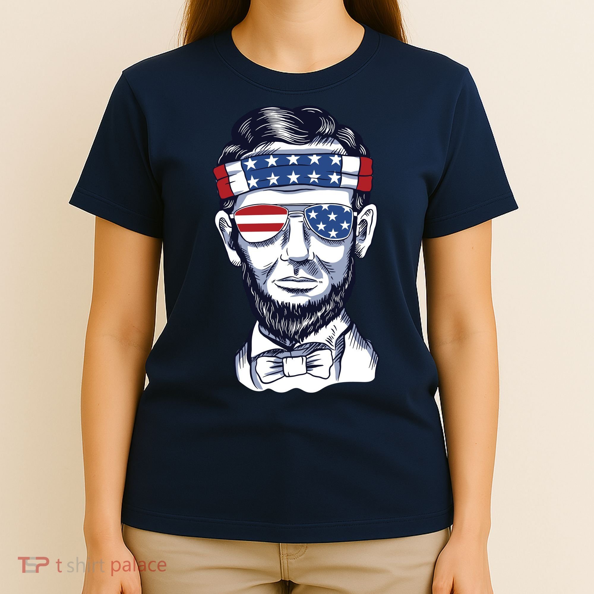 Funny Abraham Lincoln Wearing Glasses And Bandana T-Shirt