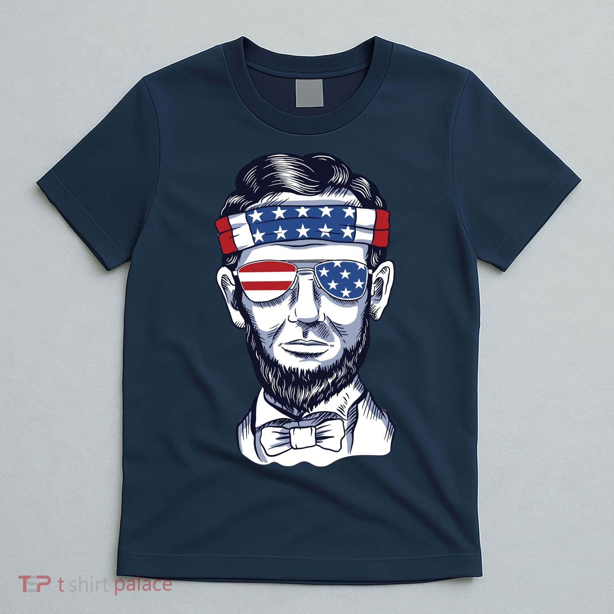 Funny Abraham Lincoln Wearing Glasses And Bandana T-Shirt