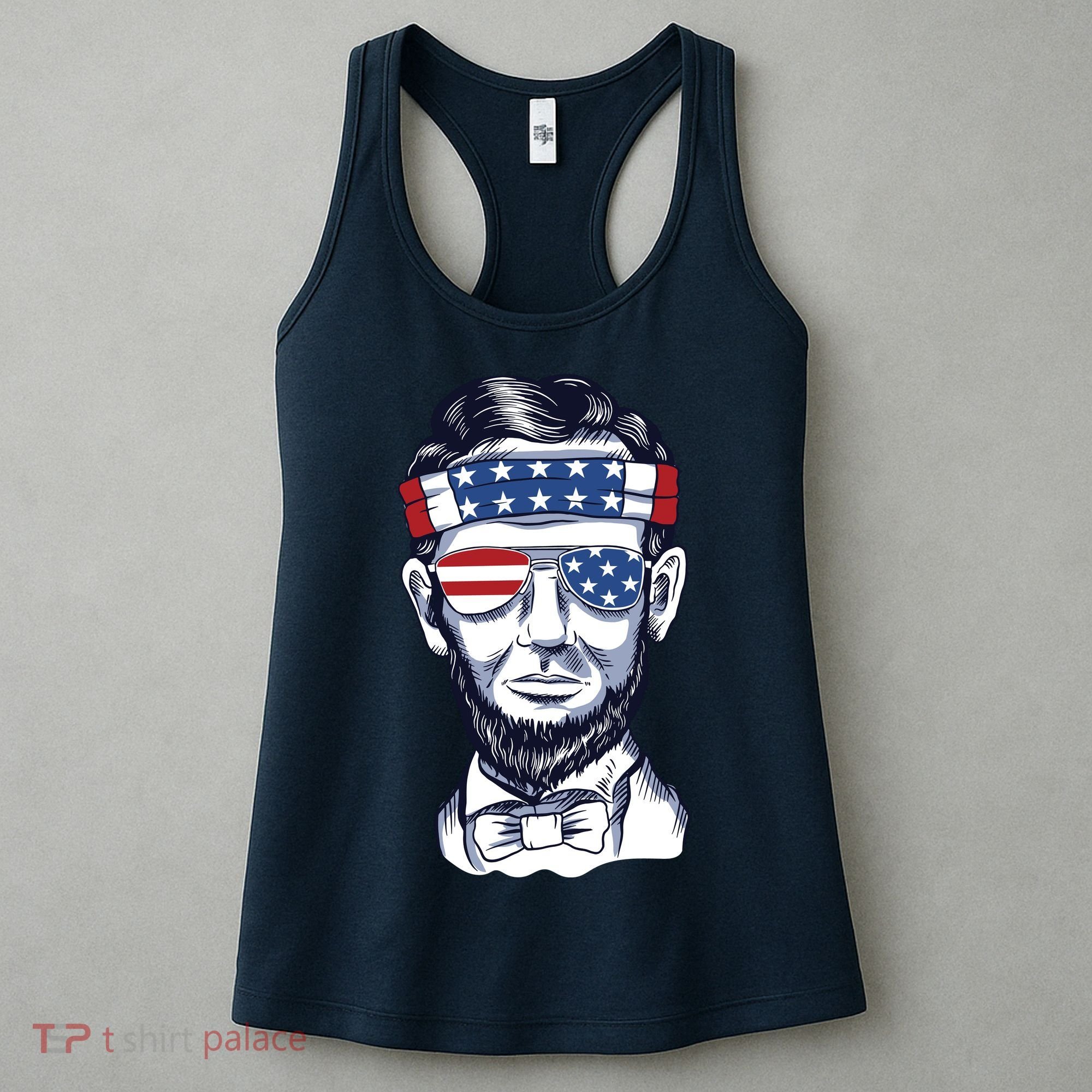 Funny Abraham Lincoln Wearing Glasses And Bandana Women's Tank Top