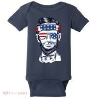 Funny Abraham Lincoln Wearing Glasses And Bandana Baby Bodysuit thumb 0