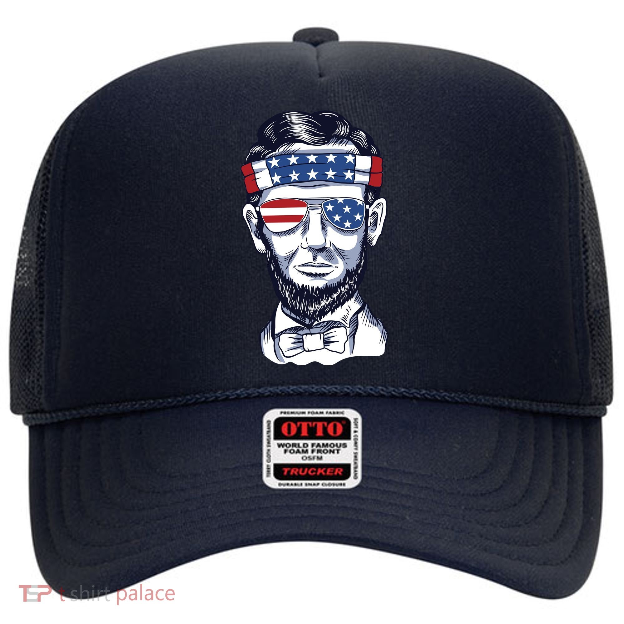 Funny Abraham Lincoln Wearing Glasses And Bandana Hat