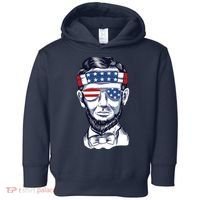 Funny Abraham Lincoln Wearing Glasses And Bandana Toddler Hoodie thumb 0